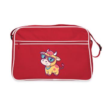 Vache kawaii lunettes soleil - Sac Retro - rouge/blanc - Devant
