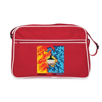 Zwischen Feuer und Wasser - Feuerwehr - Retro Tasche - Rot/Weiß - Vorne