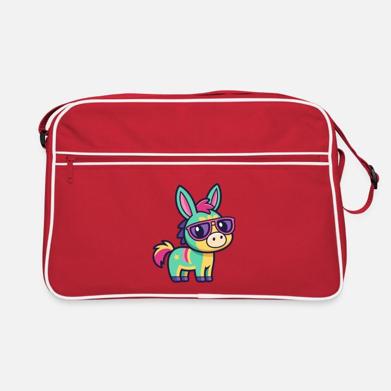 Bunter Esel in Retro-Gläsern Retro Tasche