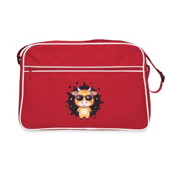Vache kawaii lunettes de soleil - Sac Retro - rouge/blanc - Devant