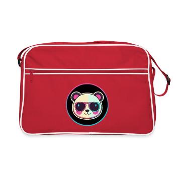 Neon-Panda-Sonnenbrillen - Retro Tasche - Rot/Weiß - Vorne