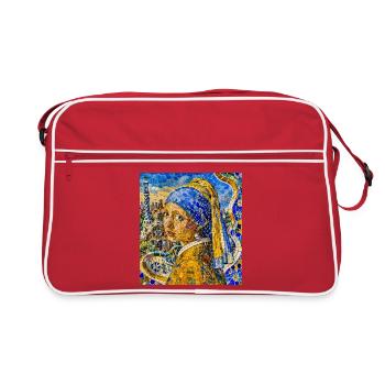 Blue Scarf pearl - Retro Bag - red/white - Front
