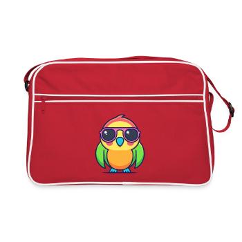 Perroquet néon lunettes rétro - Sac Retro - rouge/blanc - Devant