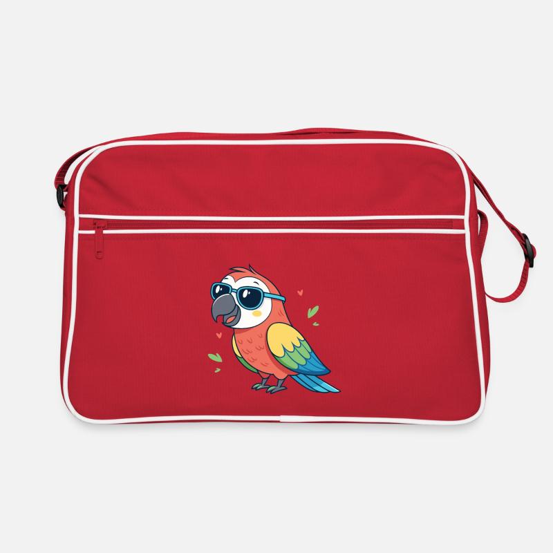 Farbenfroher Papagei mit Sonnenbrille Retro Tasche