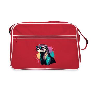 Ferret Neon Pink Glasses - Retro Bag - red/white - Front
