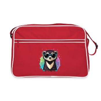 Loutre arc-en-ciel lunettes bleues - Sac Retro - rouge/blanc - Devant