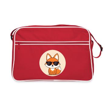 Fox badge in black glasses - Retro Bag - red/white - Front