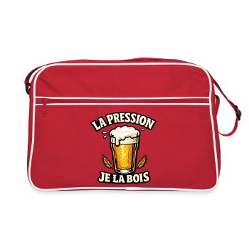 La Pression Je La Bois - Humour Apero et Bière - Sac Retro - rouge/blanc - Devant