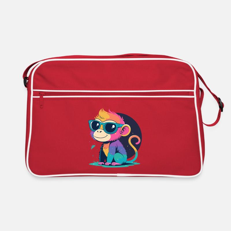 Rainbow Monkey with Glasses Retro Bag