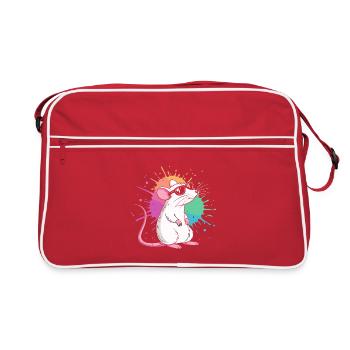 Elegant rat under colored shards - Retro Bag - red/white - Front