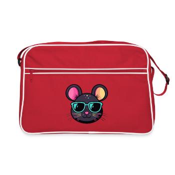 Mouse chic turquoise glasses - Retro Bag - red/white - Front