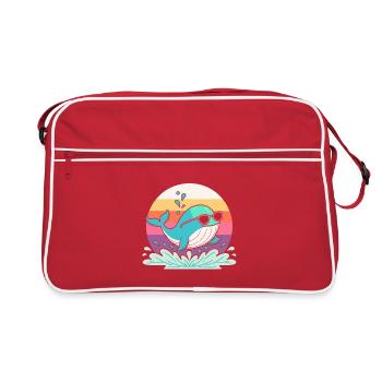 Baleine Surf Arc en Ciel Rétro - Sac Retro - rouge/blanc - Devant