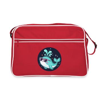 Bleu Baleine Lunettes Rose - Sac Retro - rouge/blanc - Devant