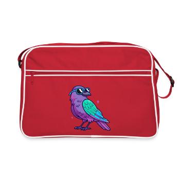 Oiseau violet lunettes bleues néon - Sac Retro - rouge/blanc - Devant