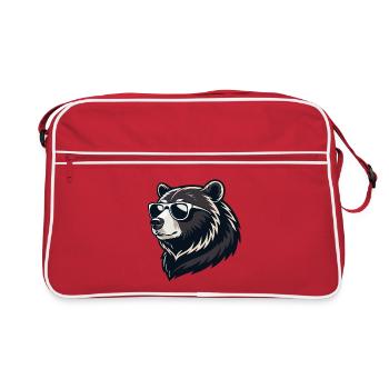 Bear in Graphic Sunglasses - Retro Bag - red/white - Front