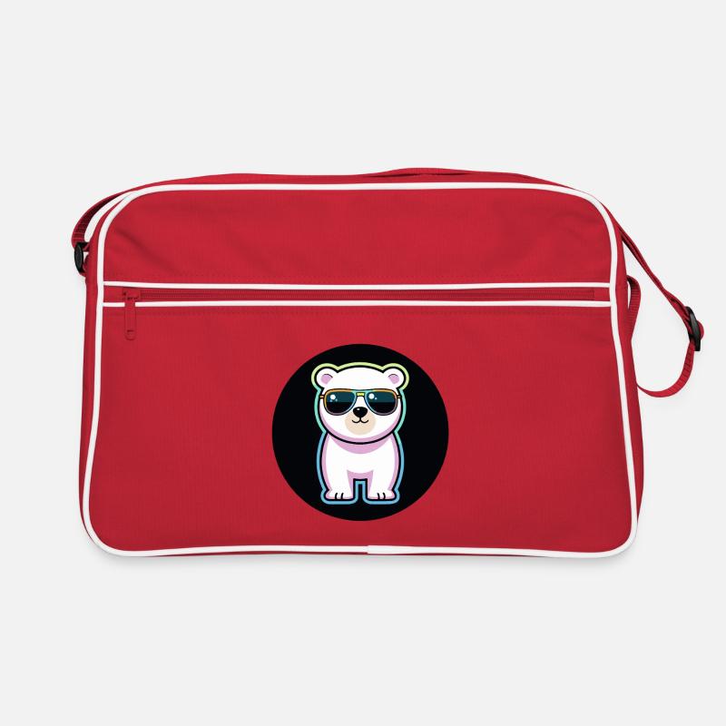 Pastel white neon bear sunglasses Retro Bag