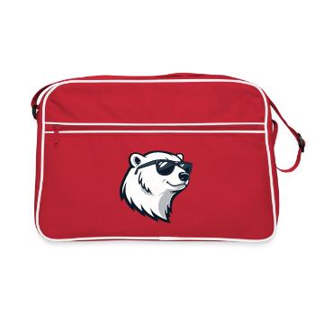 Polar bear in glasses - Retro Bag - red/white - Front