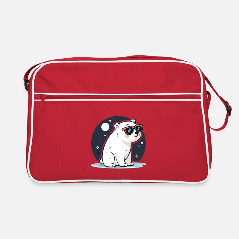 Rote Eisbär-Kosmische Brille Retro Tasche