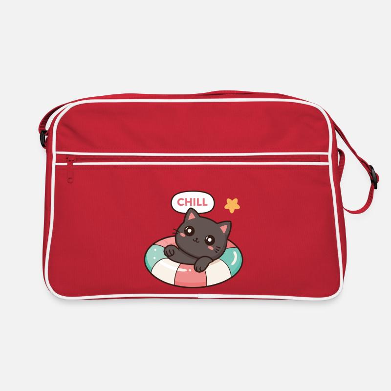 Chill Kitten on Colorful Buoy Retro Bag