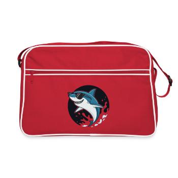 Surfer shark with dark glasses - Retro Bag - red/white - Front