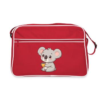 Koala in einer Kaffeepause - Retro Tasche - Rot/Weiß - Vorne