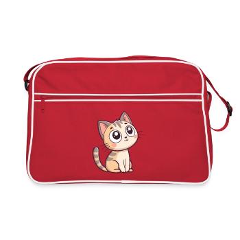 Kawaii Starry Gaze Kitten - Retro Bag - red/white - Front