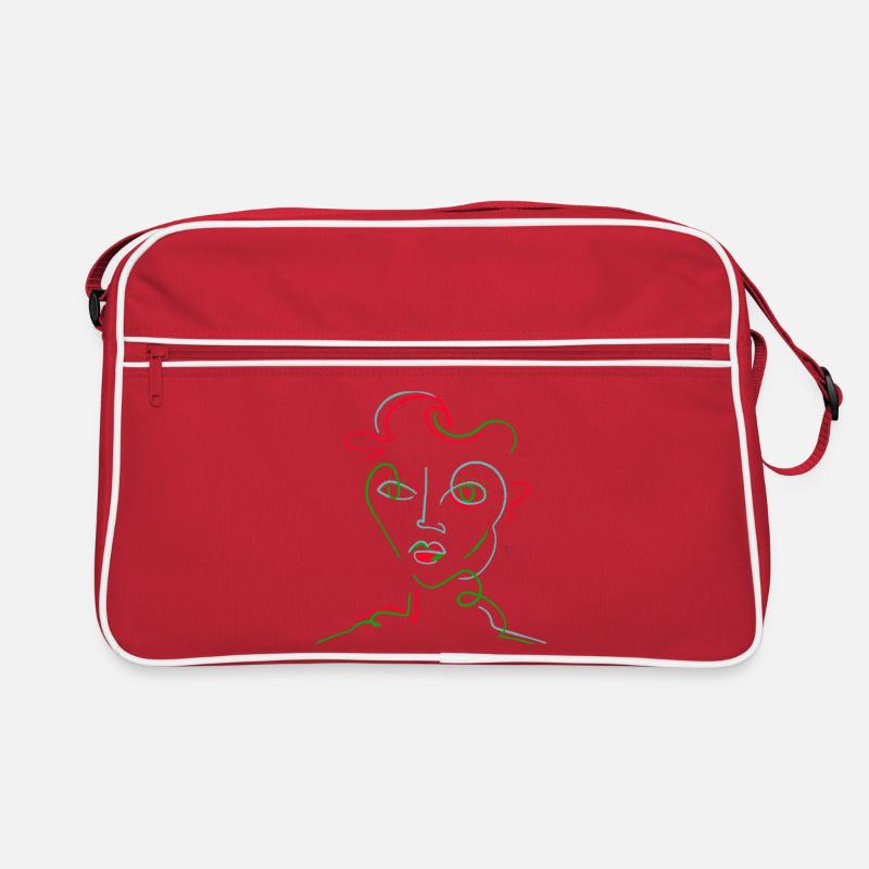 Neon Line Portrait - Retro Bag - red/white