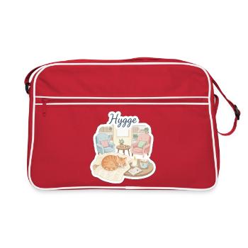 Cozy Hygge Cat in Watercolor - Retro Bag - red/white - Front