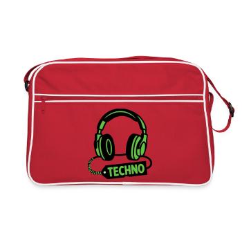 DJ Headphones Producteur du festival techno rave - Sac Retro - rouge/blanc - Devant