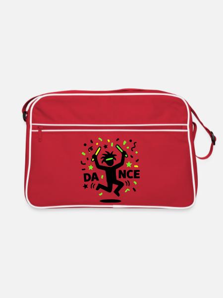 Dancing Stick Figure Rave 90s Techno Party - Retro Bag - red/white - Front