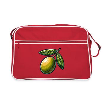 Vintage Olive Branch Illustration - Retro Bag - red/white - Front