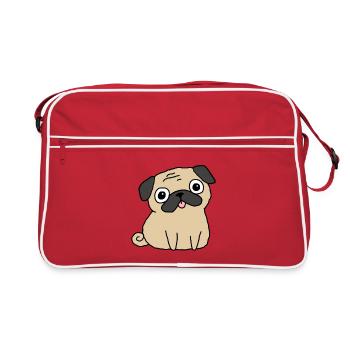 Mignon chiot Kawaii Pug Dog - Sac Retro - rouge/blanc - Devant