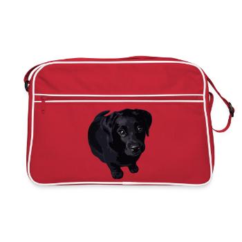 Chiot noir : moment dur et doux - Sac Retro - rouge/blanc - Devant