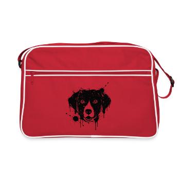 Labrador Paint Splash Dog Head Black - Retro Bag - red/white - Front