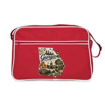 Georgia Peach State Vintage Map Sticker - Retro Bag - red/white - Front