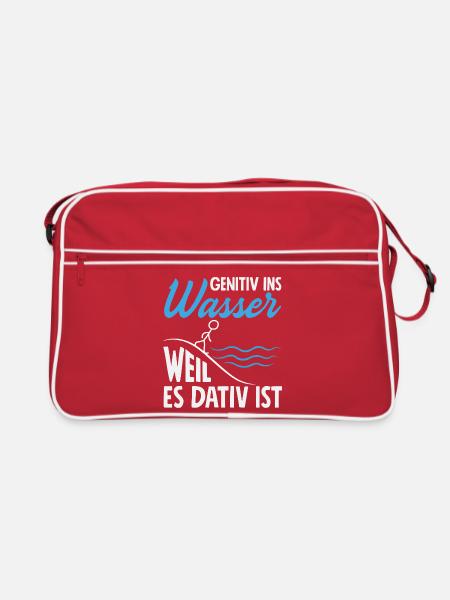 Genitiv Dativ Grammatik - Retro Tasche - Rot/Weiß