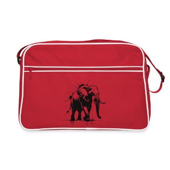 Éléphant Street Art Noir - Sac Retro - rouge/blanc - Devant