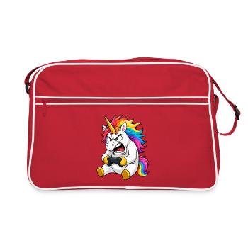 La rage drôle du joueur de la licorne abandonne - Sac Retro - rouge/blanc - Devant