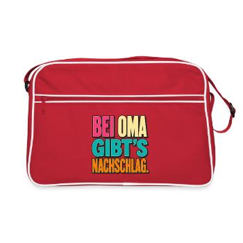 Bei Oma gibt’s Nachschlag. - Retro Tasche - Rot/Weiß - Vorne