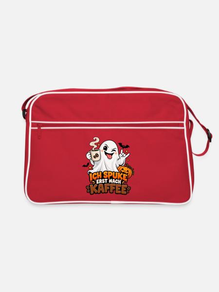 Kaffeegeist Halloween Motiv - Retro Tasche - Rot/Weiß