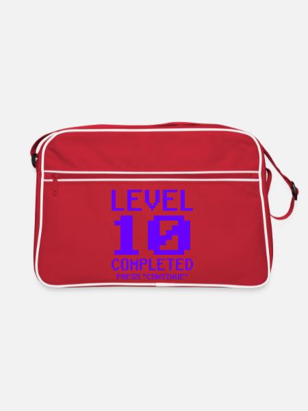 10. Geburtstag Geschenk Gamer - Retro Tasche - Rot/Weiß
