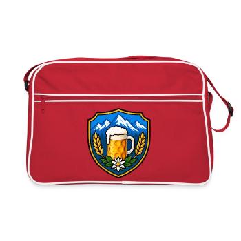 Bier Schild Emblem - Retro Tasche - Rot/Weiß - Vorne