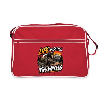 Das Leben auf zwei Rädern ist besser – Radfahren - Retro Tasche - Rot/Weiß - Vorne