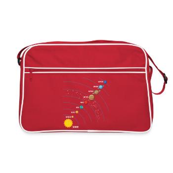Sonnensystem Planeten Weltraum Astronomie Motiv - Retro Tasche - Rot/Weiß - Vorne