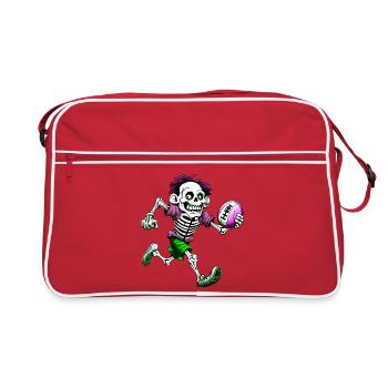 Skelett Rugby - Retro Tasche - Rot/Weiß - Vorne
