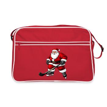 Dicker Eishockey Weihnachtsmann - Retro Tasche - Rot/Weiß - Vorne