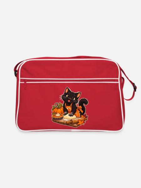 Kürbiskatzenbäcker - Retro Tasche - Rot/Weiß