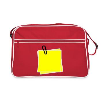 Postit | Zettel | gelber Zettel | Sticker | - Sac Retro - rouge/blanc - Devant