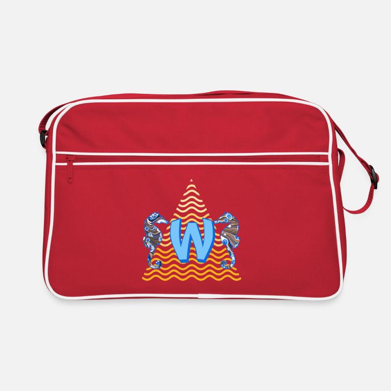 seepferdchen e 262 w - Retro Tasche - Rot/Weiß