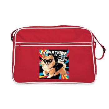 Comicstyle Pomeranian Dog "I am a thief" - Retro Bag - red/white - Front